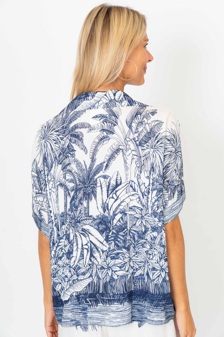 6663PALM Palm Print Blouse