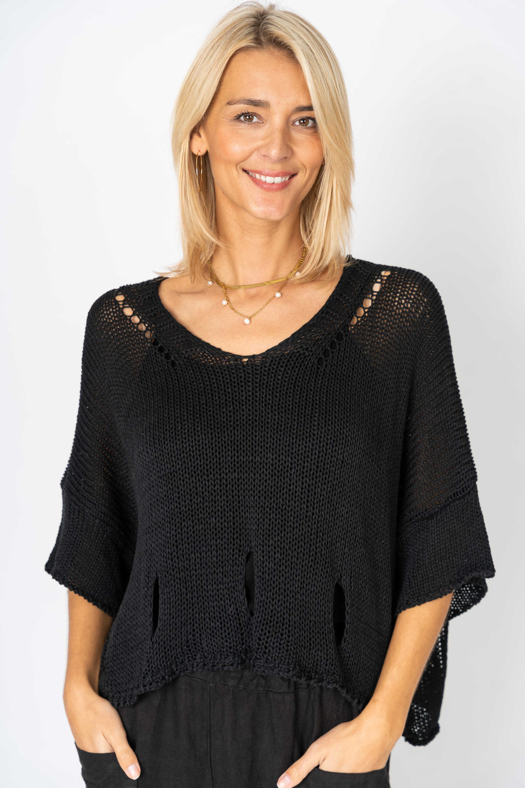 72794 Sweater with "Holes" detail at the bottom