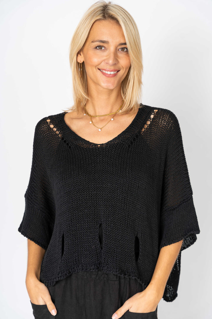 72794 Sweater with "Holes" detail at the bottom