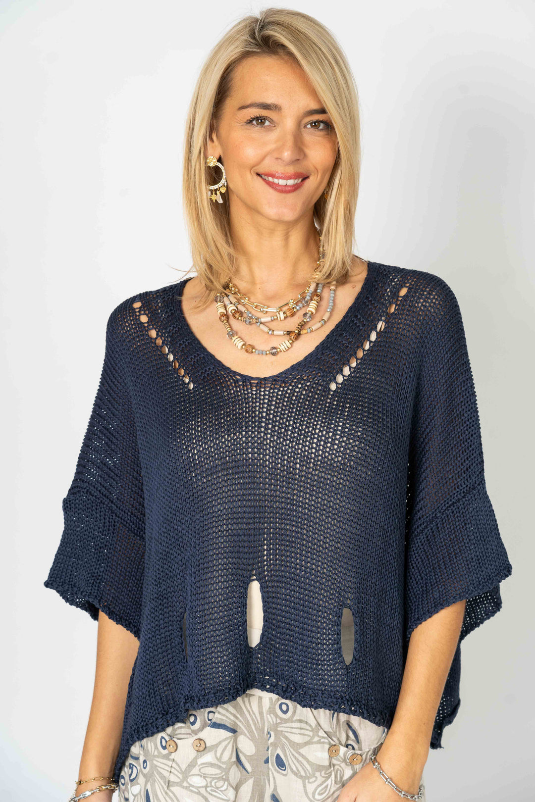 72794 Sweater with "Holes" detail at the bottom