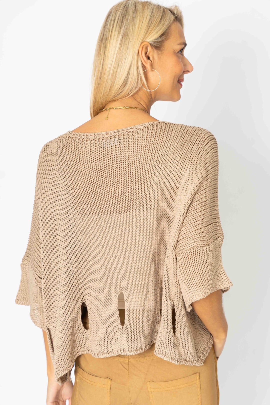 72794 Sweater with "Holes" detail at the bottom