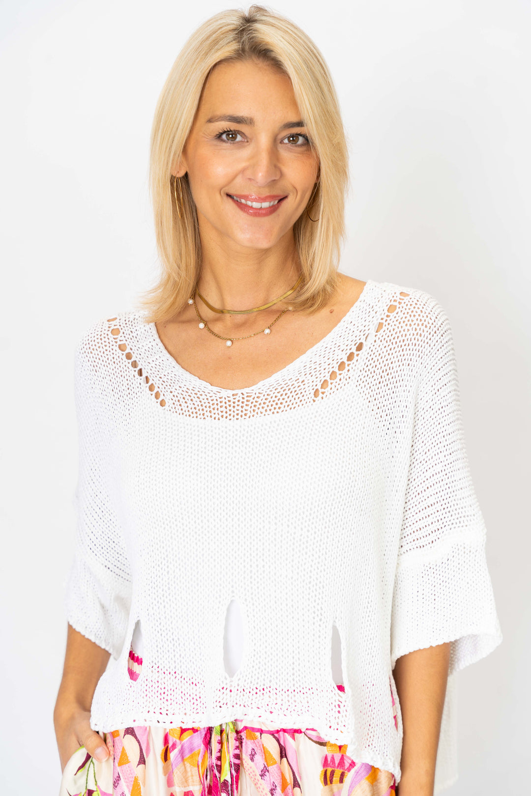 72794 Sweater with "Holes" detail at the bottom