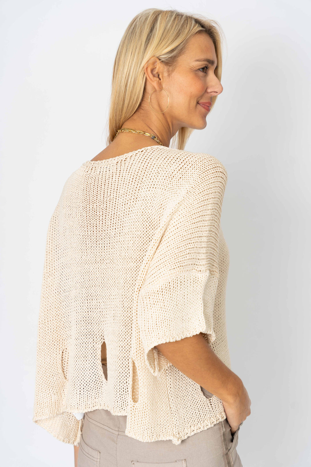 72794 Sweater with "Holes" detail at the bottom