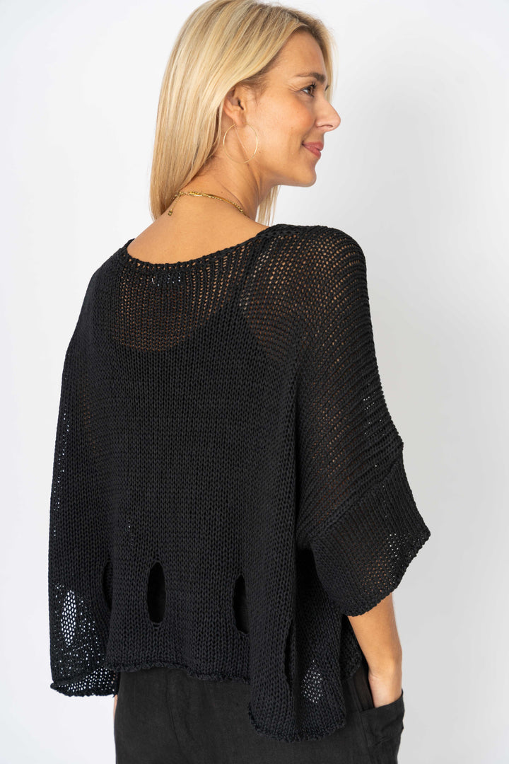 72794 Sweater with "Holes" detail at the bottom