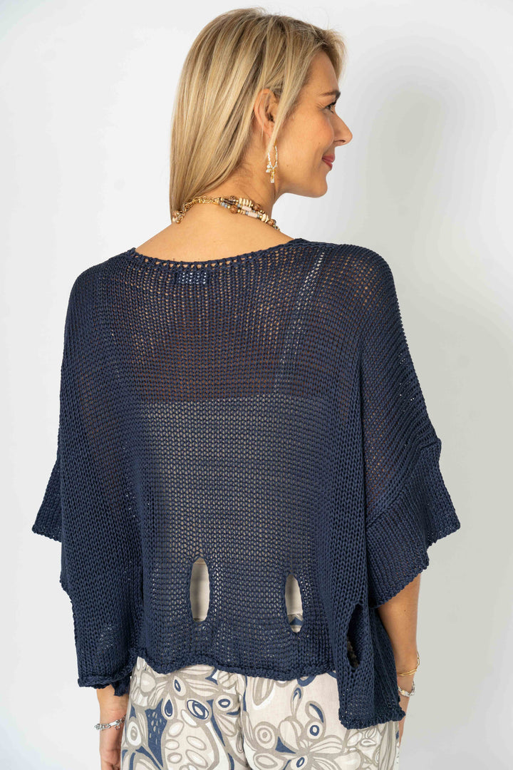 72794 Sweater with "Holes" detail at the bottom