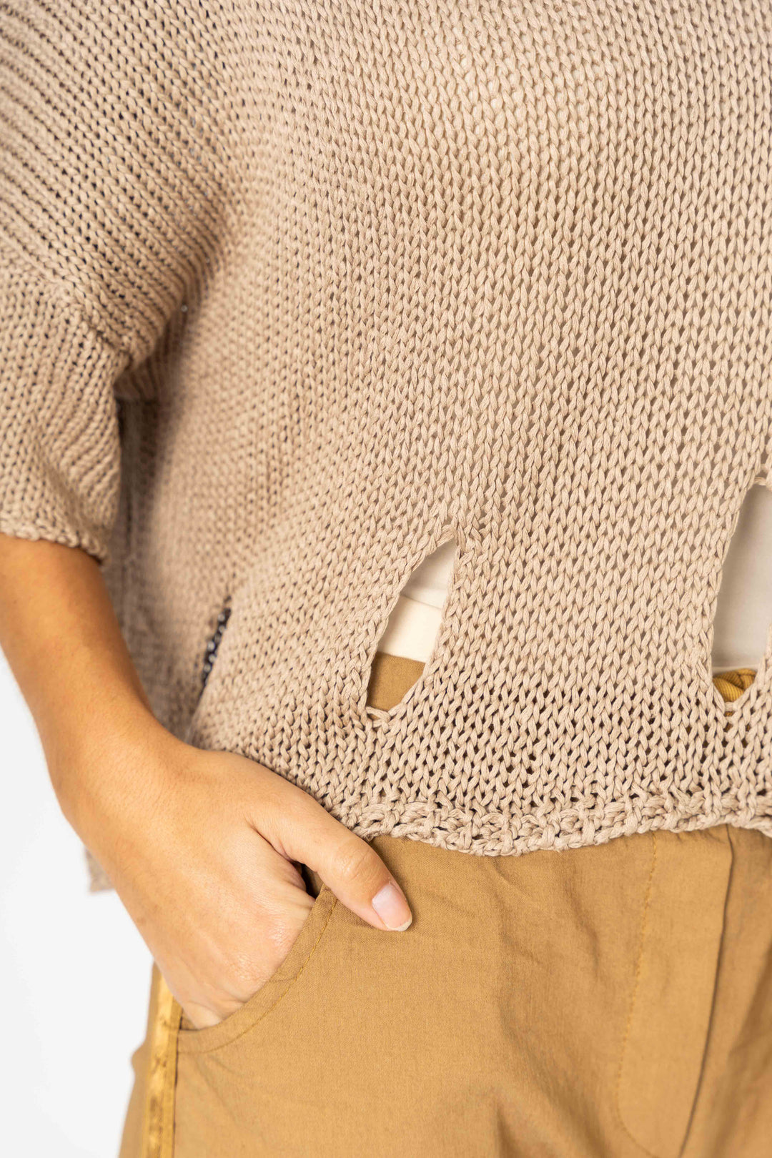 72794 Sweater with "Holes" detail at the bottom