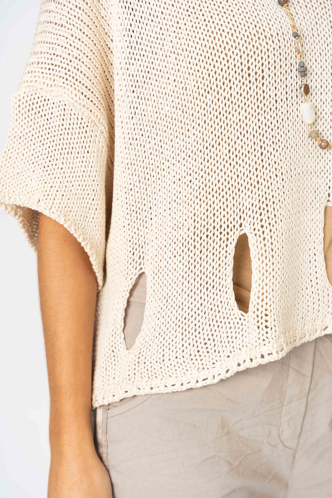 72794 Sweater with "Holes" detail at the bottom