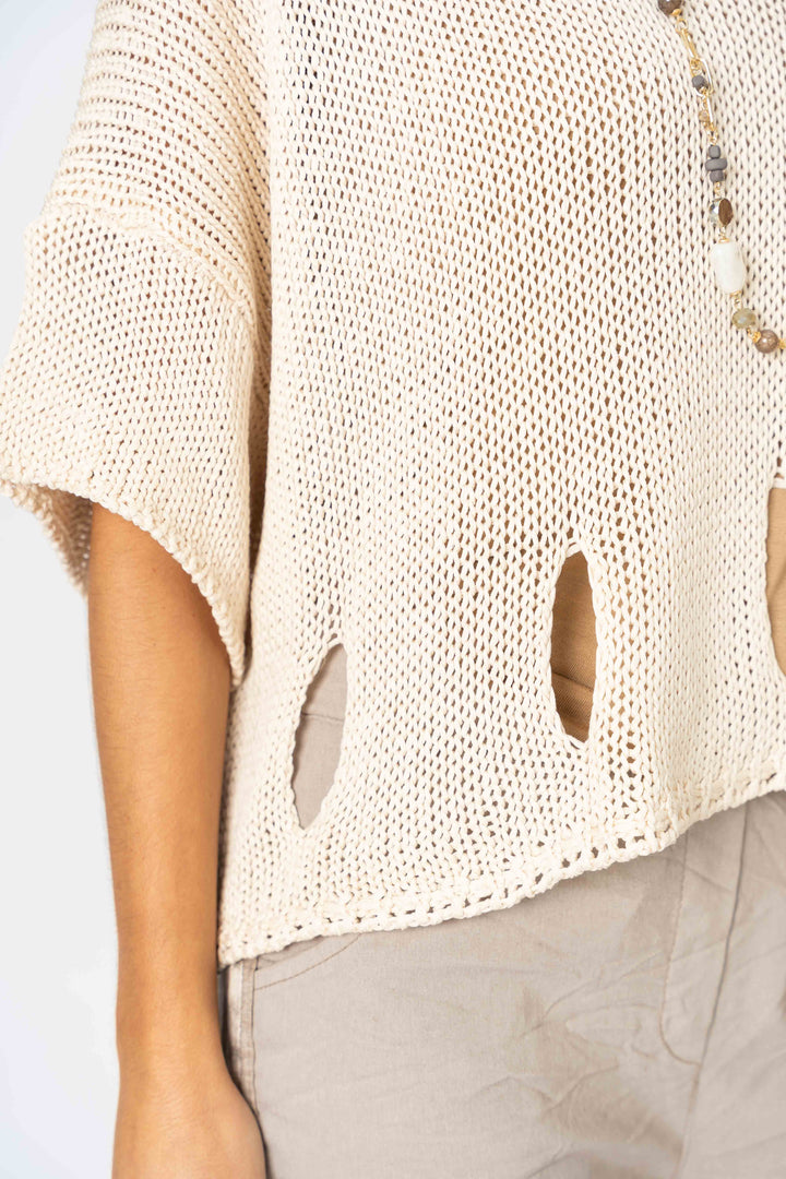 72794 Sweater with "Holes" detail at the bottom