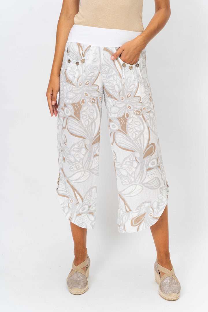 Printed linen pant