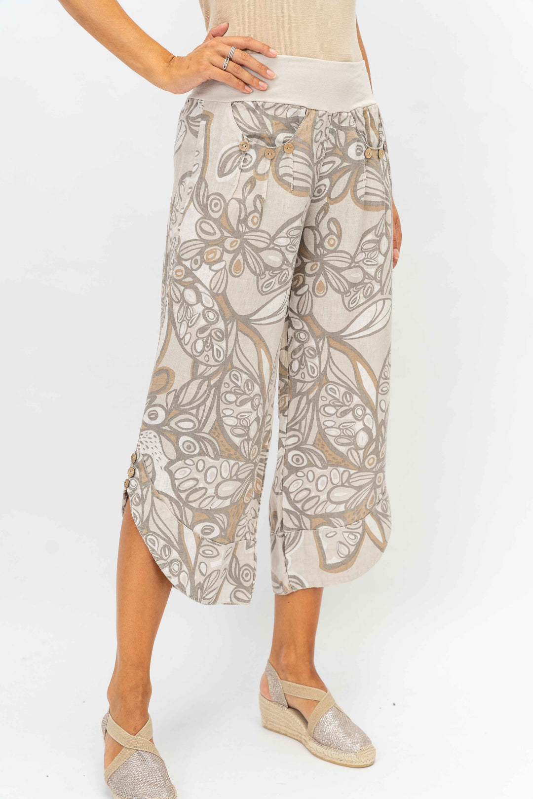 Printed linen pant