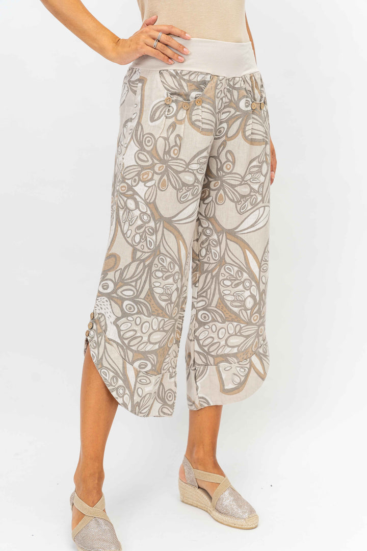 Printed linen pant