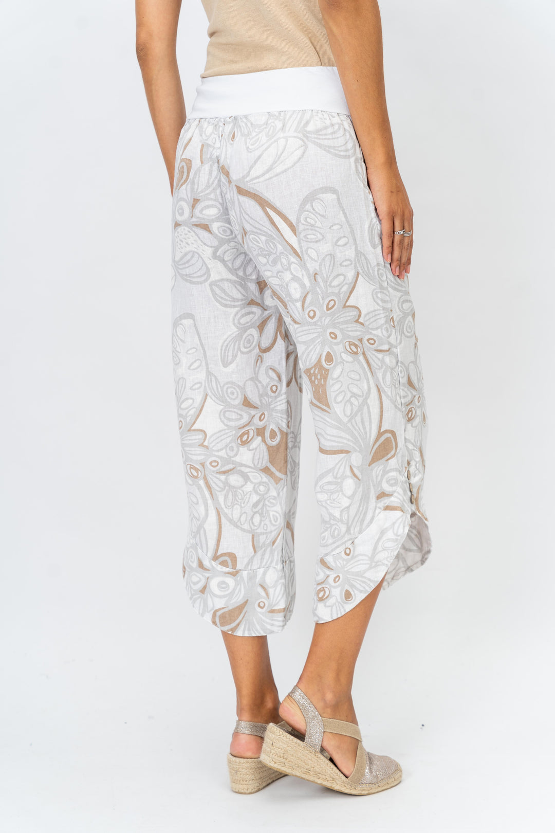 Printed linen pant
