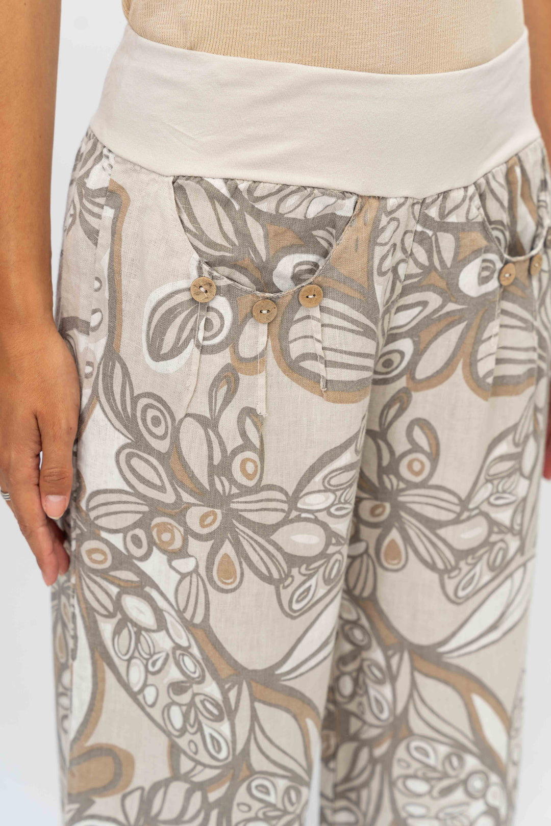 Printed linen pant