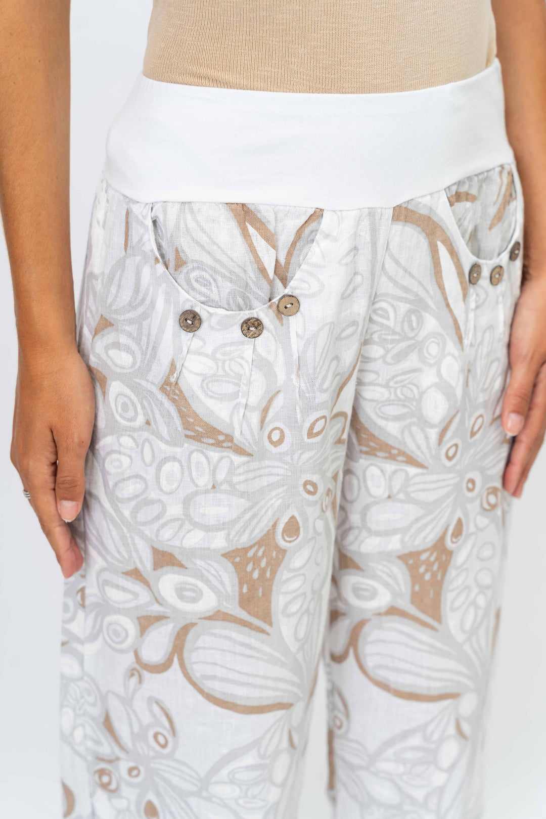 Printed linen pant