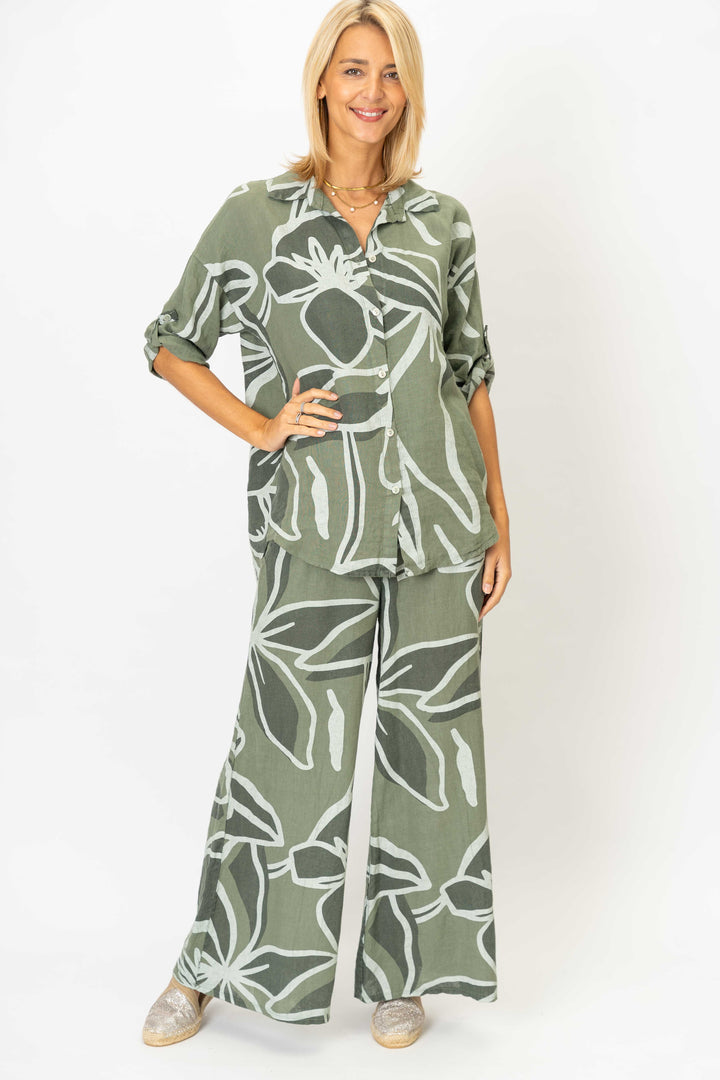 Printed linen shirt