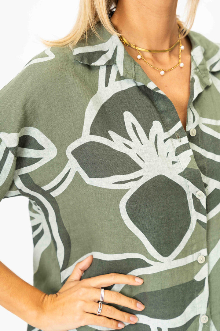 Printed linen shirt