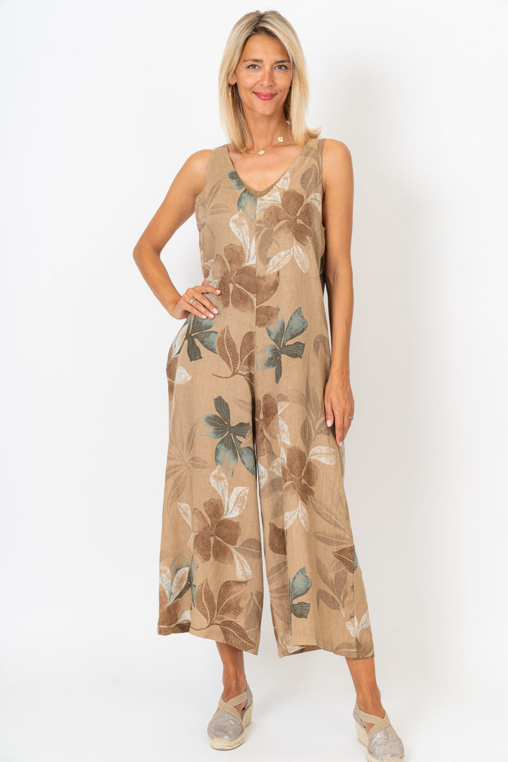 1590 Sleeveless Linen Jumpsuit