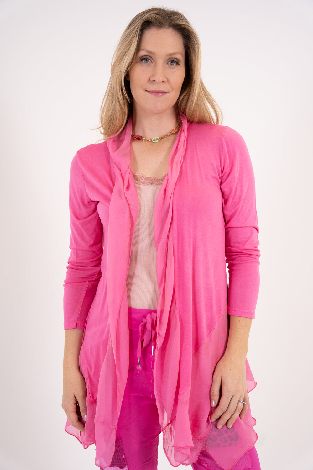 2711 Silk Ruffle Cardigan