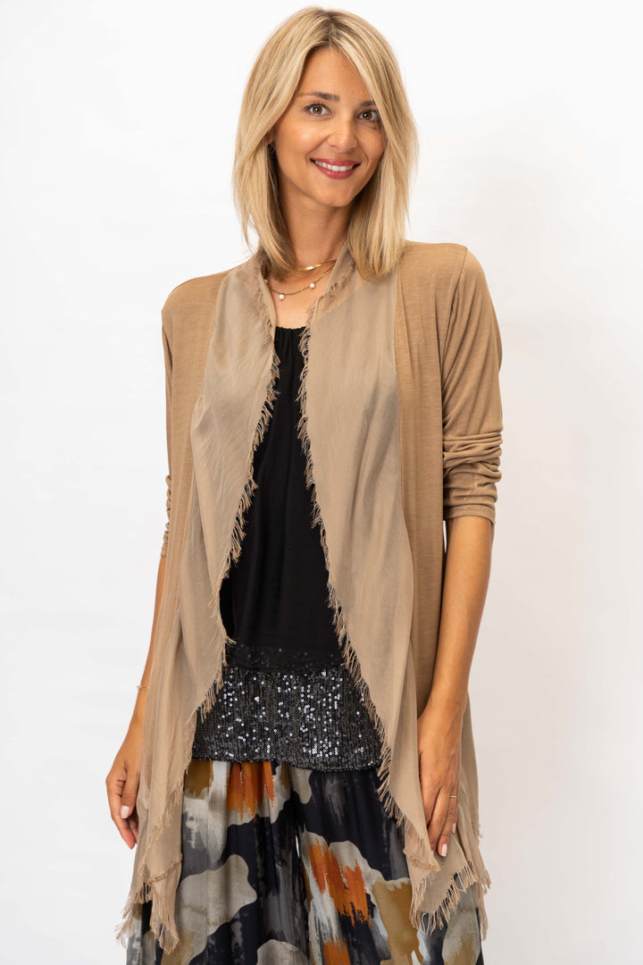 2711 Silk Ruffle Cardigan