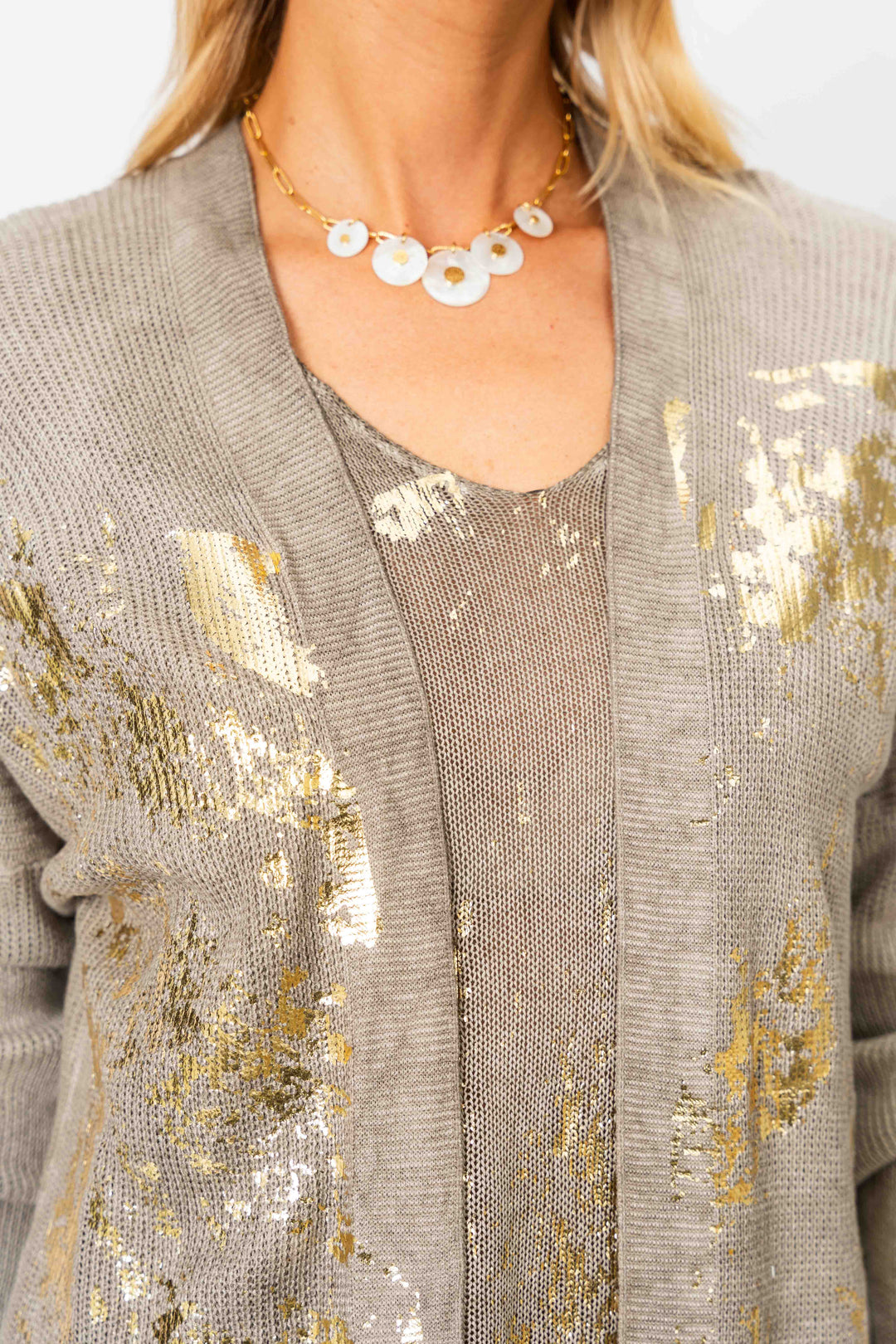 28099 - Gold shimmer knitted Cardigan