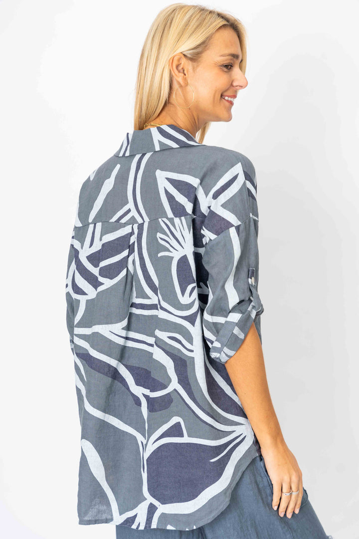 Printed linen shirt