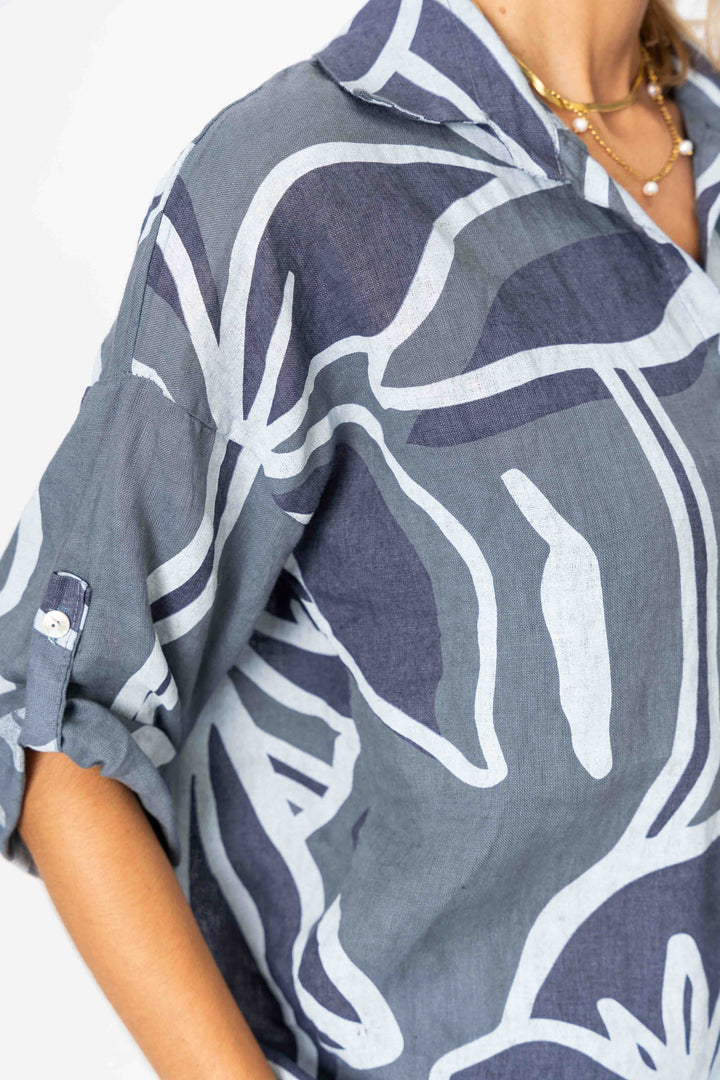 Printed linen shirt