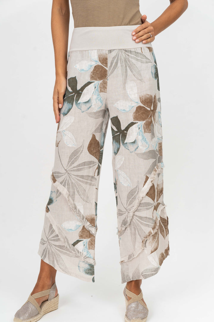 Botanical Leaf Linen Pants