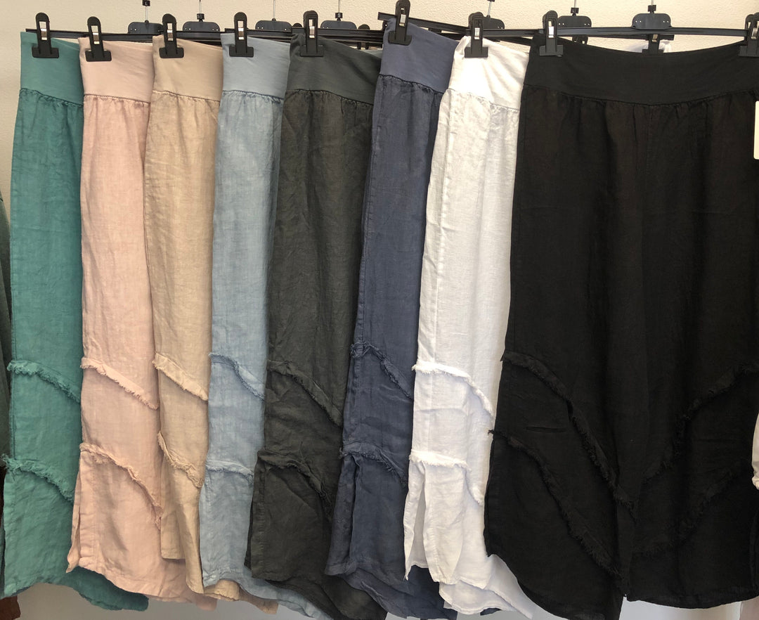 8155 3/4 wide leg Linen Pant