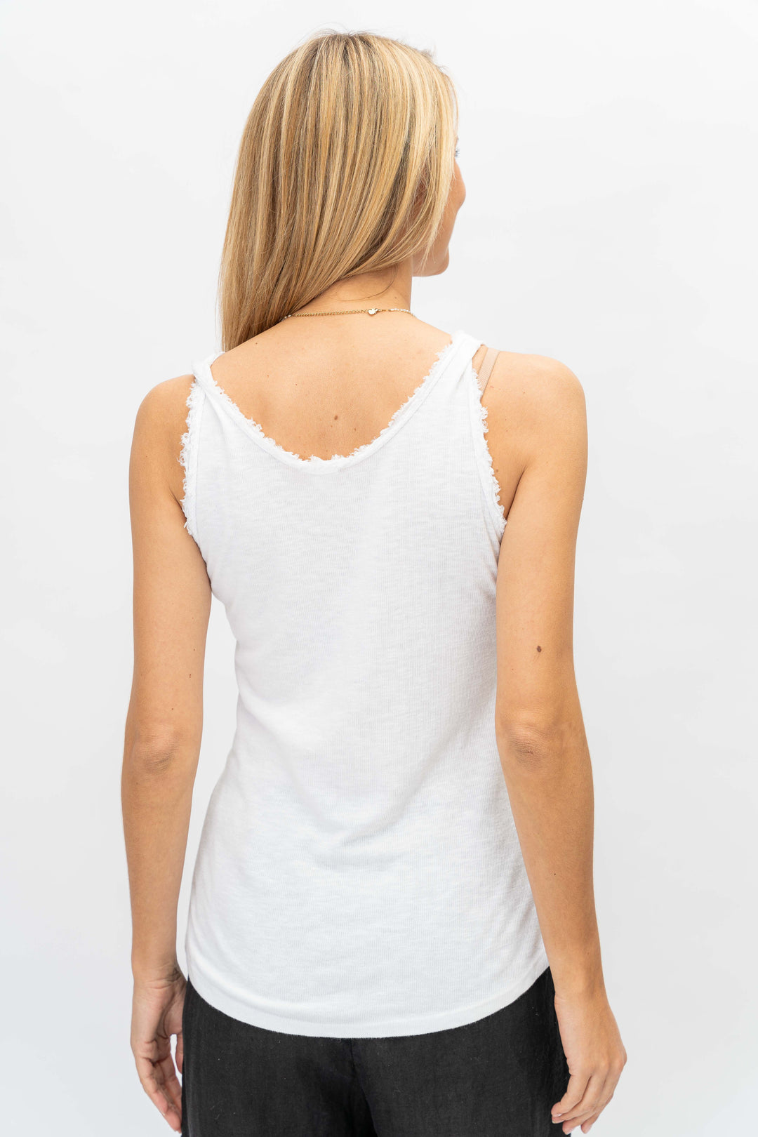 Sequin-Trim V-Neck Tank