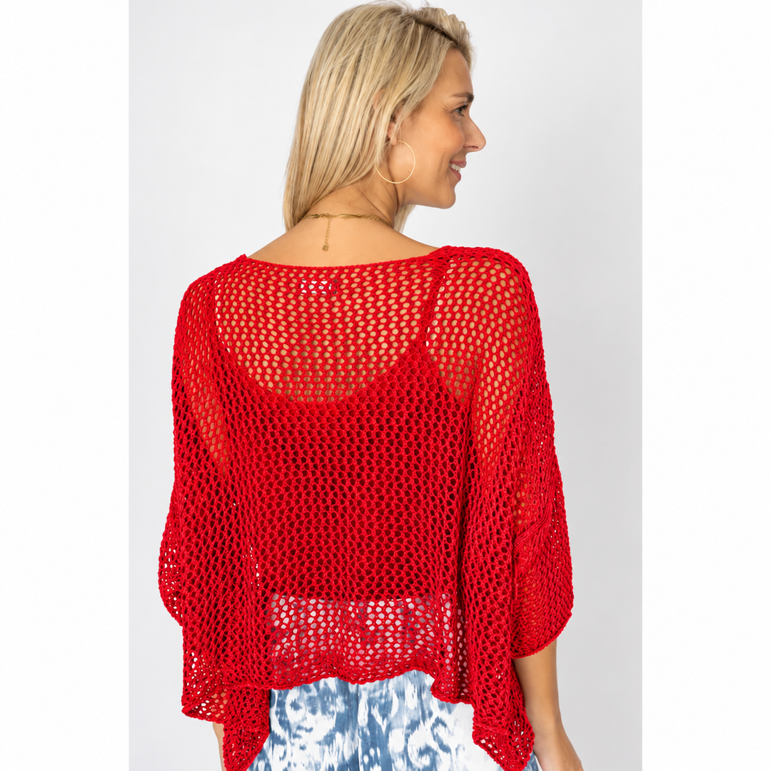 Open-Knit Pocket Sweater