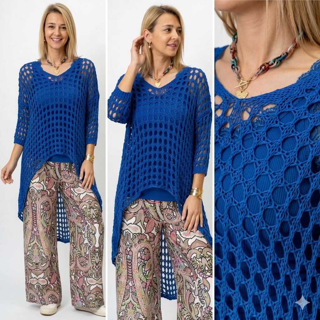 High Low Open Knit Top