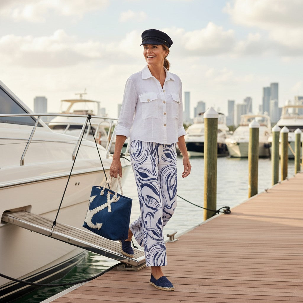 Abstract Print Linen Pant