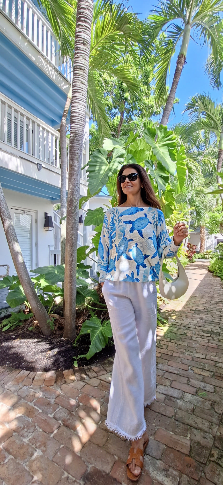 Sea Turtle Print Batwing Sweater