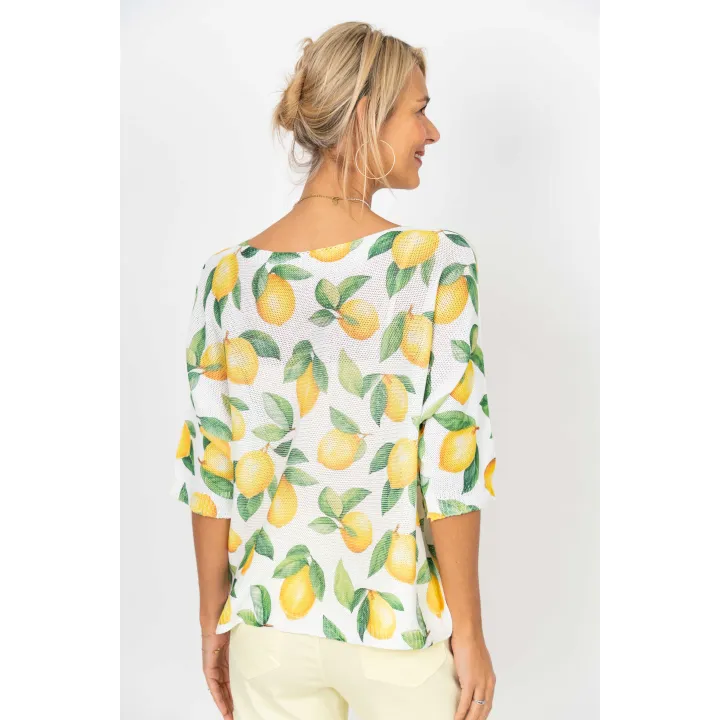 Lemon Print Batwing Top
