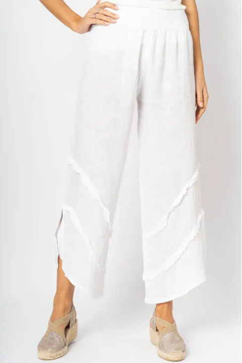 Ruffle Hem Linen Pants
