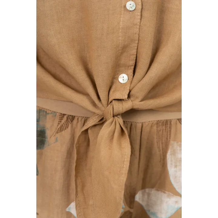 Tie-Front Linen Shirt