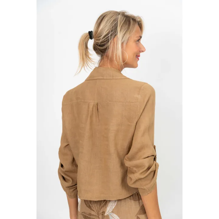 Tie-Front Linen Shirt
