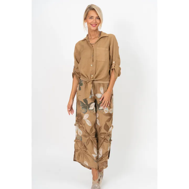 Tie-Front Linen Shirt