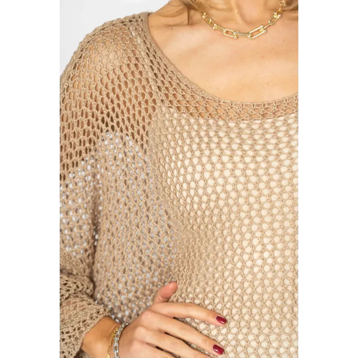 Open-Knit Pocket Sweater