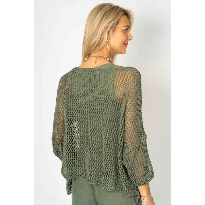 Open-Knit Pocket Sweater