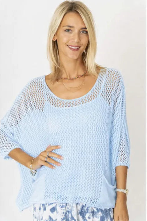 Open-Knit Pocket Sweater