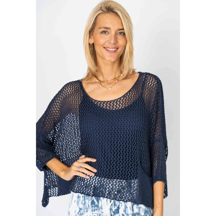 Open-Knit Pocket Sweater