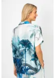 Palm Leaf Print Satin Shirt
