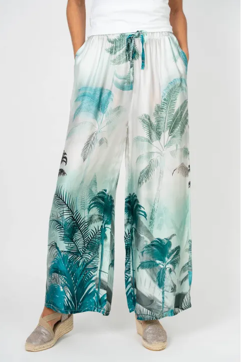 Palm Leaf Satin Pant