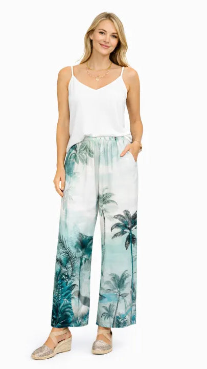 Palm Leaf Satin Pant