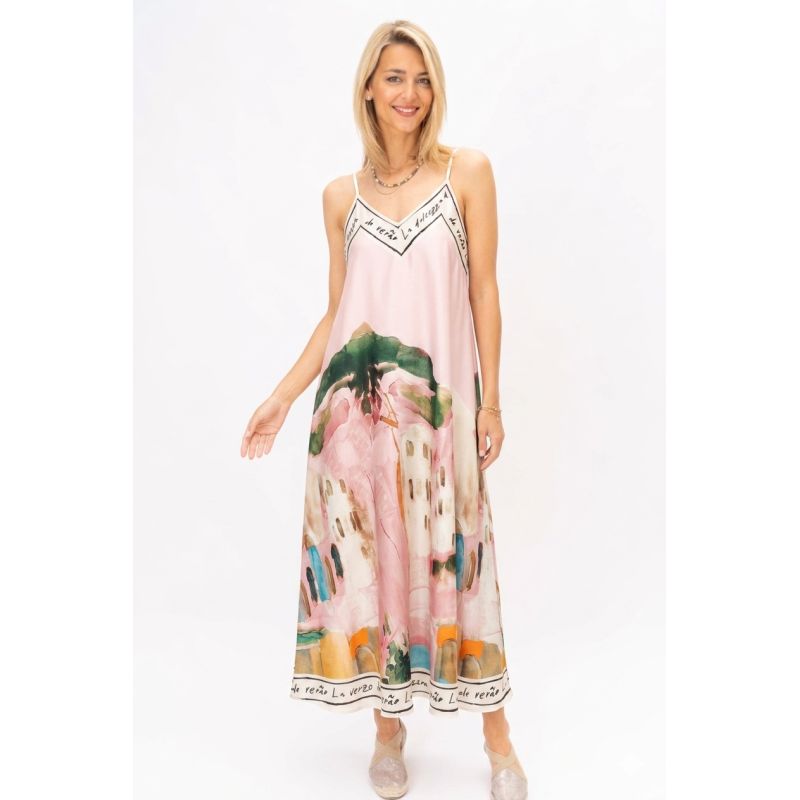 Coastal Village Silk Maxi Dress