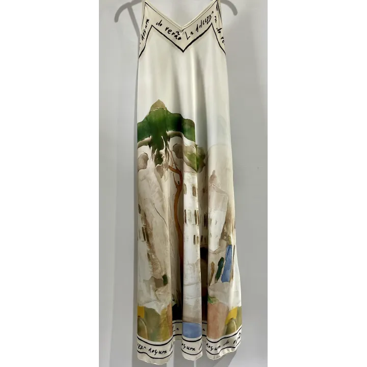 Coastal Village Silk Maxi Dress